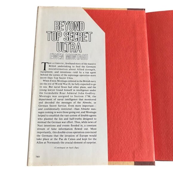 Beyond Top Secret Ultra Ewen Montagu First American Edition 1978 HB DJ Clipped - Picture 4 of 6